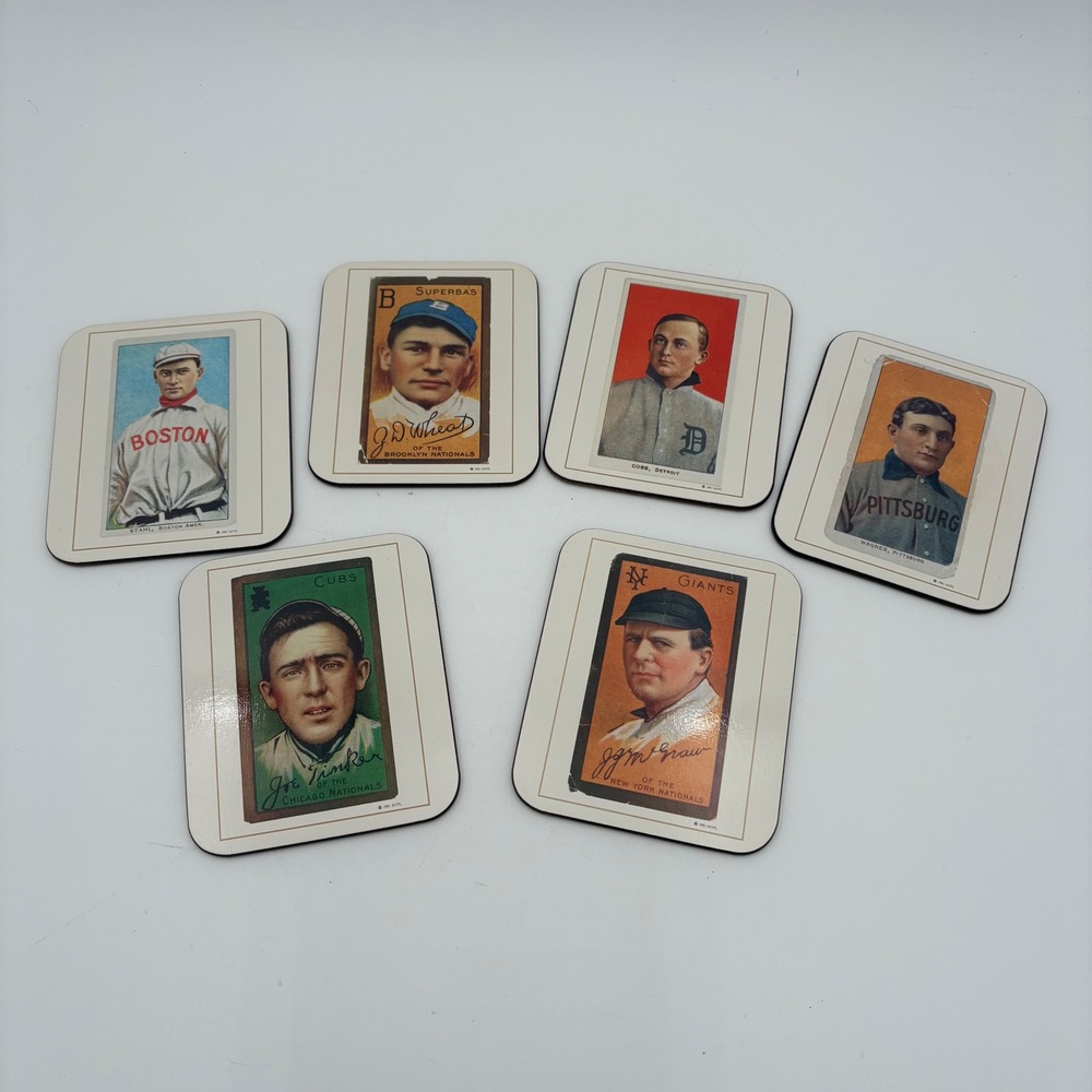 Jason Old Time Baseball Coaster Set of 6 Honus Wagner Ty Cobb McGraw Tinker 1991